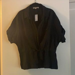 Loft Black Linen Safari Shirt - Size L; NWT